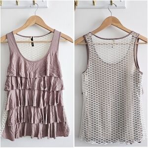 Vintage Julia Tiered Ruffle Tank Top – Made in USA Women's Mauve Layered Top M